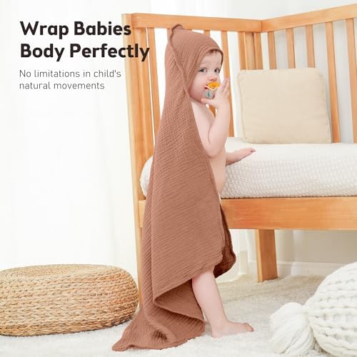 Susurration Hooded Baby Towels 2 Pack 30x30 Inch Muslin Cotton