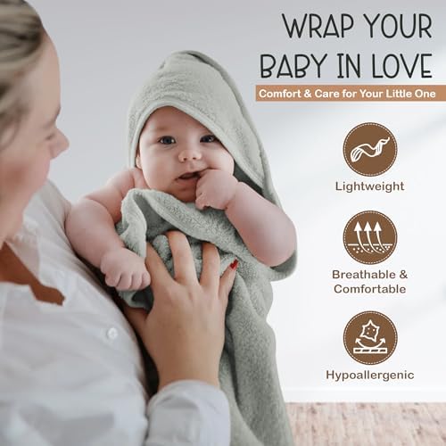 Infancie Organic Cotton Hooded Baby Towels 314 x 314 Moss Green