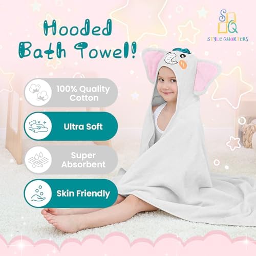 Style Quarters Gray Elephant Hooded Towel for Kids