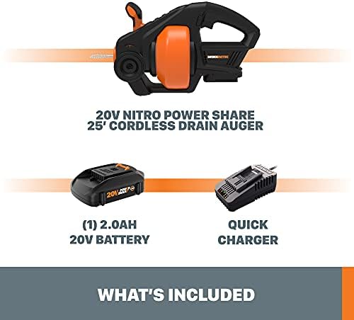 WORX Nitro WX891L 20V Cordless Drain Auger