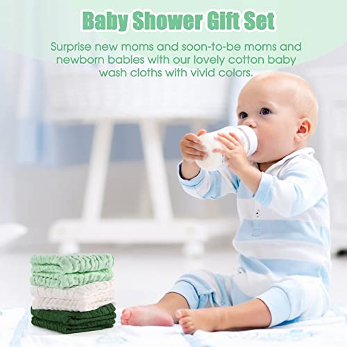 MUKIN Baby Washcloths - 6 Pack Soft Face Cloths 12x12 Inches Green