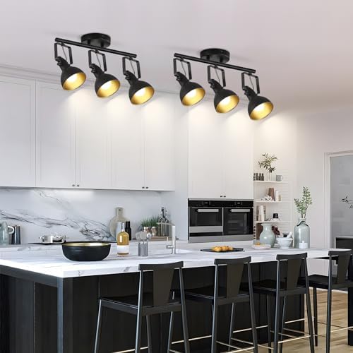 MUEOF Industrial 3-Light Track Lighting Black Ceiling Spotlight