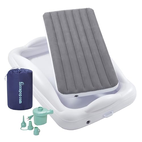 Hiccapop Inflatable Toddler Travel Bed with Safety Bumpers