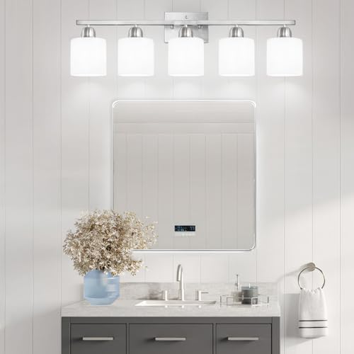FAISHILAN 5-Light Vanity Light with Frosted Glass Shade