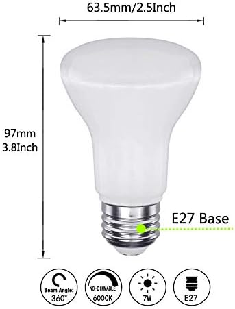 CTKcom 7W BR20 LED Light Bulb 4 Pack - Daylight White 6500K