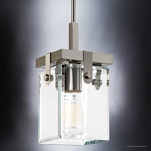 Urban Ambiance Farmhouse Pendant Light - Brushed Nickel and Clear Shade
