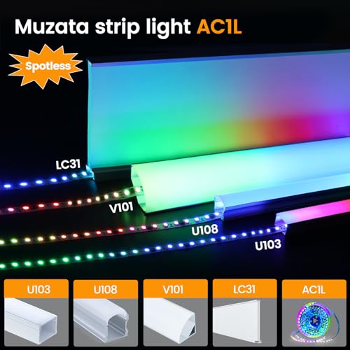 Muzata 164FT RGB LED Strip Light 96LEDsm with Frosted Diffuser Cover