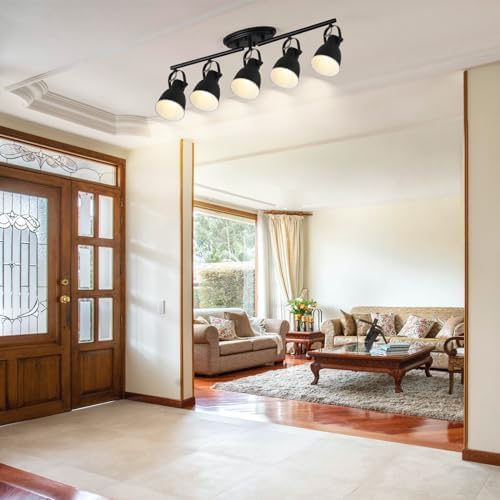 KEESFU 5 Light Track Lighting Fixtures Ceiling Black Modern