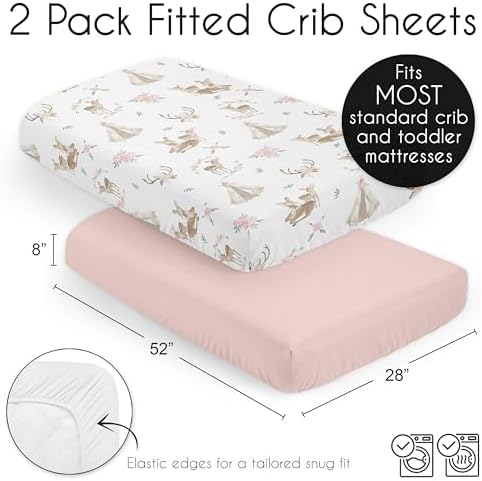 Sweet Jojo Designs Woodland Deer Floral Crib Sheet Set 2 Pack