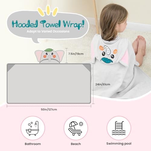 Style Quarters Gray Elephant Hooded Towel for Kids