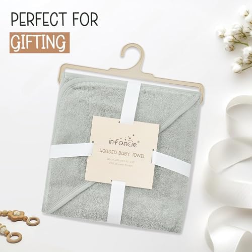 Infancie Organic Cotton Hooded Baby Towels 314 x 314 Moss Green