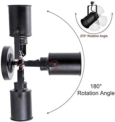 LiveMAX Adjustable Black Wall Lamp with Plug Pack of 2