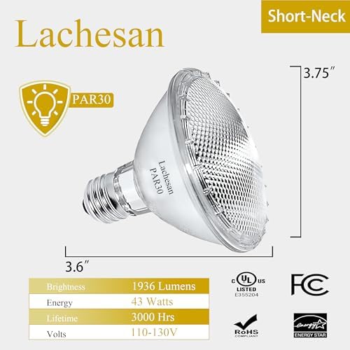 Lachesan PAR30 Halogen Flood Light Bulbs 6pcs 120V Dimmable 2700K Warm White