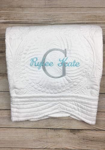 Personalized Baby Quilt with Monogram for Toddler or Baby Girl