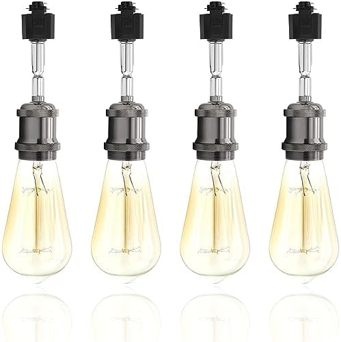 Hiiglxii E26 Track Light Heads Pack of 4 Pear Black