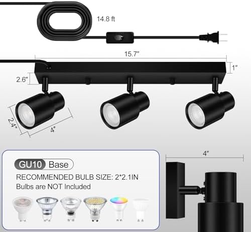 Bricosmocon 3 Light Black Track Lighting Ceiling Fixtures