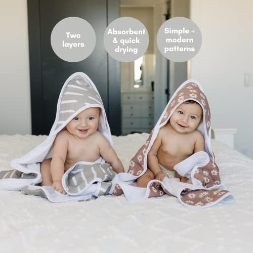 Mebie Baby Muslin Hooded Towel - Sand Rainbow Design