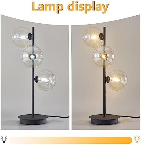 Fulesi Black Globe 3-Light Mid Century Modern Desk Lamp