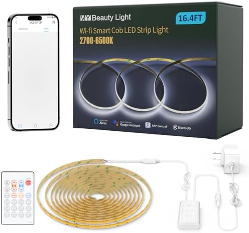 MY BEAUTY LIGHT 24V Smart WiFi Cob LED Strip Light 164ft