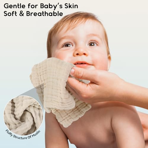 Unnivoll Muslin Baby Washcloths 6 Pack - 12x12 Multicolor