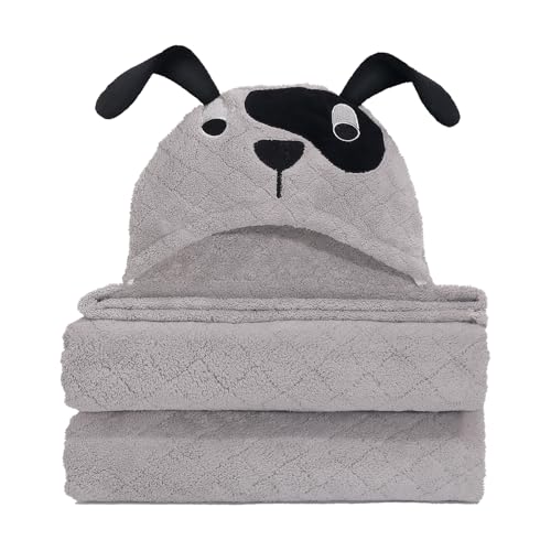 WODHOY Baby Boy Bath Towels with Grey Puppy Hood