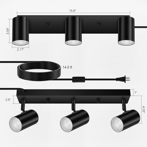 AUQUEE 3 Light Track Lighting Kit Black