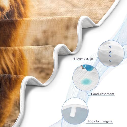 YETTASBIN Highland Cow Baby Towel Ultra Soft Absorbent Cotton