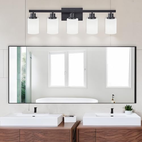DIKAIDA 5-Light Matte Black Vanity Light Fixture