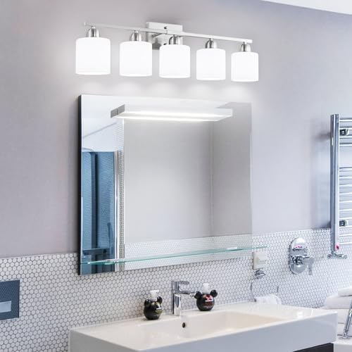 FAISHILAN 5-Light Vanity Light with Frosted Glass Shade
