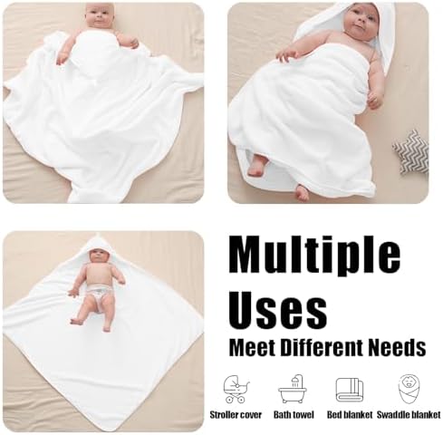 Vaxaape Hooded Baby Towels 2 Pack Grey and White 1