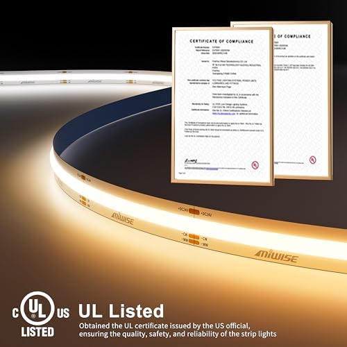 MIWISE CCT COB LED Strip Light Tunable White 20ft
