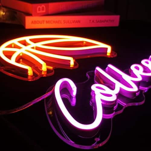 KiMineon Custom Basketball Neon Sign - 18 Inch LED Light Lamp for Boys