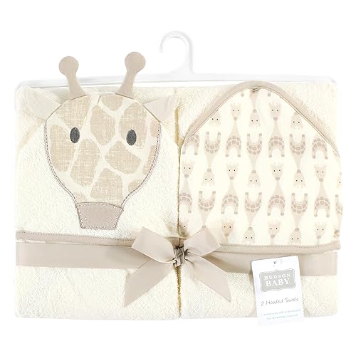 Hudson Baby Unisex Animal Face Hooded Towel Modern Giraffe One Size