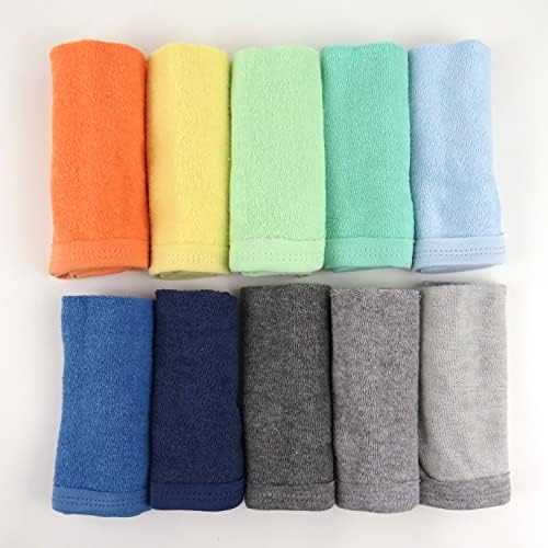 HonestBaby 10-Pack Organic Cotton Wash Cloths Rainbow Blues