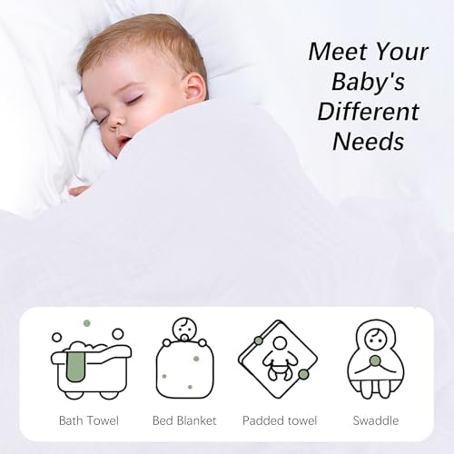 Sweet Dolphin Muslin Baby Bath Towels 2 Pack - 40x40 Inch 100 Cotton