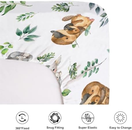 KASTLEE Baby Crib Sheets with Koala and Kangaroo Design