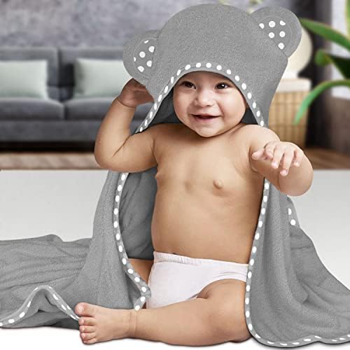 Set of 2 Hooded Baby Towels Grey 400 GSM