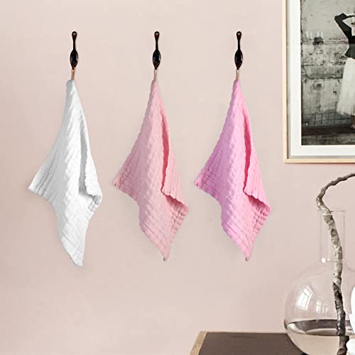 MUKIN Baby Washcloths and Burp Cloths 6 Pack 12x12 Inches Pink