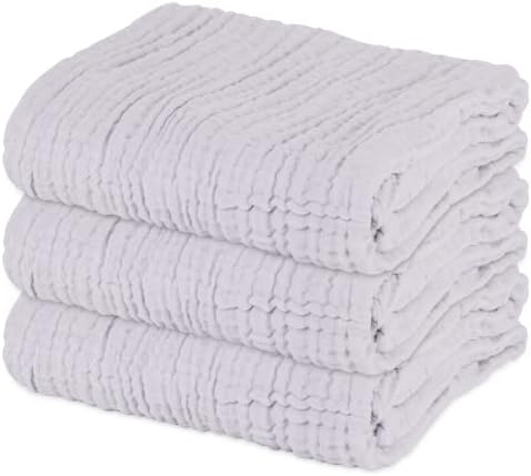 Asung 3 Pack Muslin Baby Towels 6 Layers Grey 1