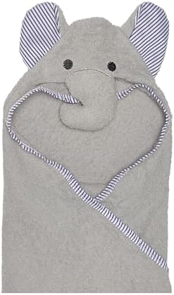 EVERYDAY KIDS Hooded Bath Towel - 3D Gray Elephant Soft Absorbent
