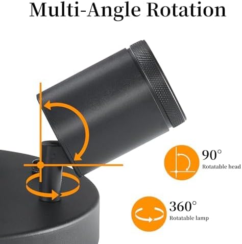 2 Light Dimmable LED Track Light Heads with Remote Control Black