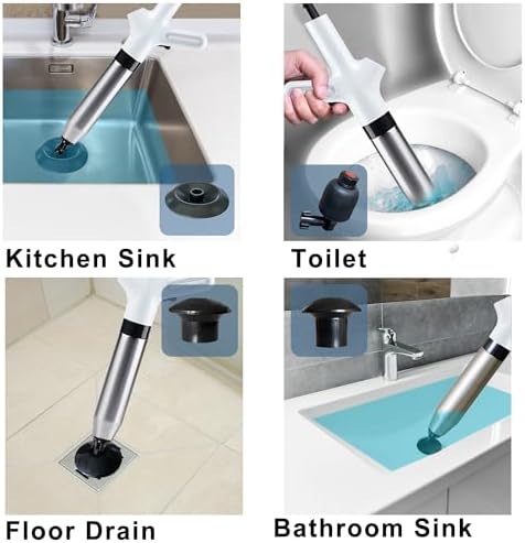HimaPro High Pressure Toilet Plunger Air Drain Blaster Kit With White Handle