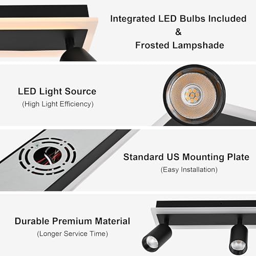 TODOLUZ 5-Light LED Track Light Fixture Black Matte Cylindrical Shades