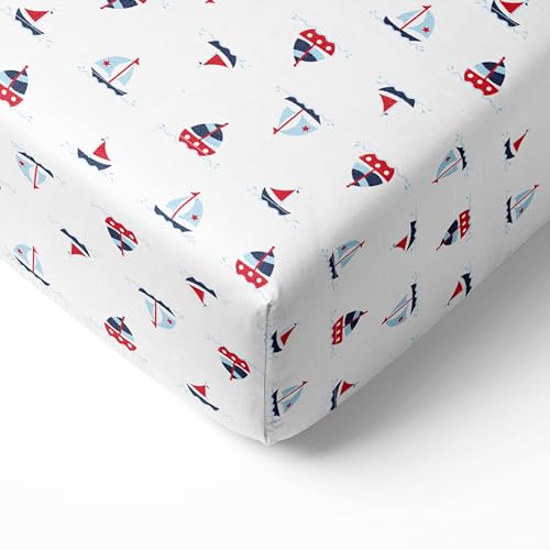 Bacati Little Sailor 100 Cotton Muslin Crib Sheets 1