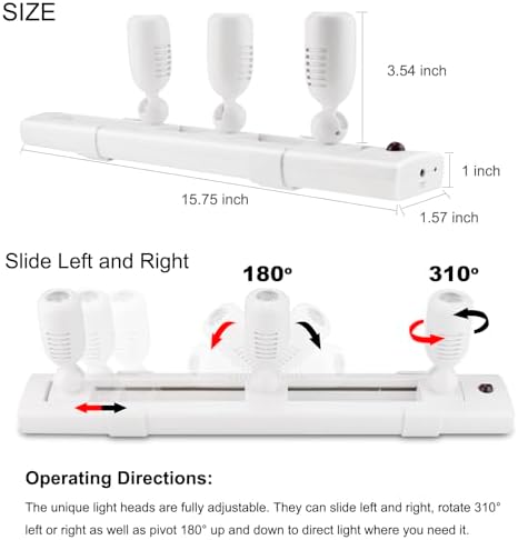 LUXSWAY 3-Head Dimmable Under Cabinet Track Light with Remote