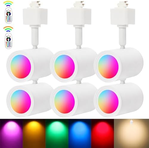 RGB Track Light Heads with Halo Effect and Remote Control 6Pack