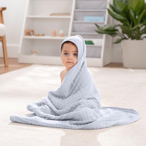 Comfy Cubs 6-Layer Hooded Baby Towel 2-Pack - Slate