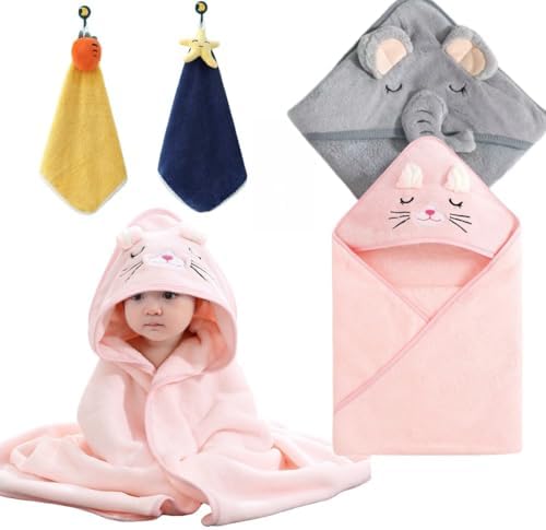 Weikap 2 Pack Cartoon Baby Bath Towels with Animal Design 1