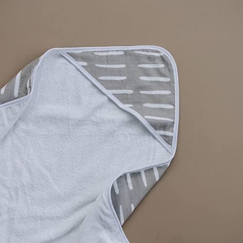 Mebie Baby Muslin Hooded Towel Grey Dash 1