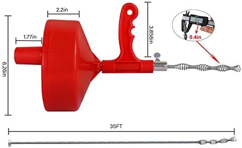 KINGLEV 35-Ft Drum Auger Drain Cleaner with Gloves
